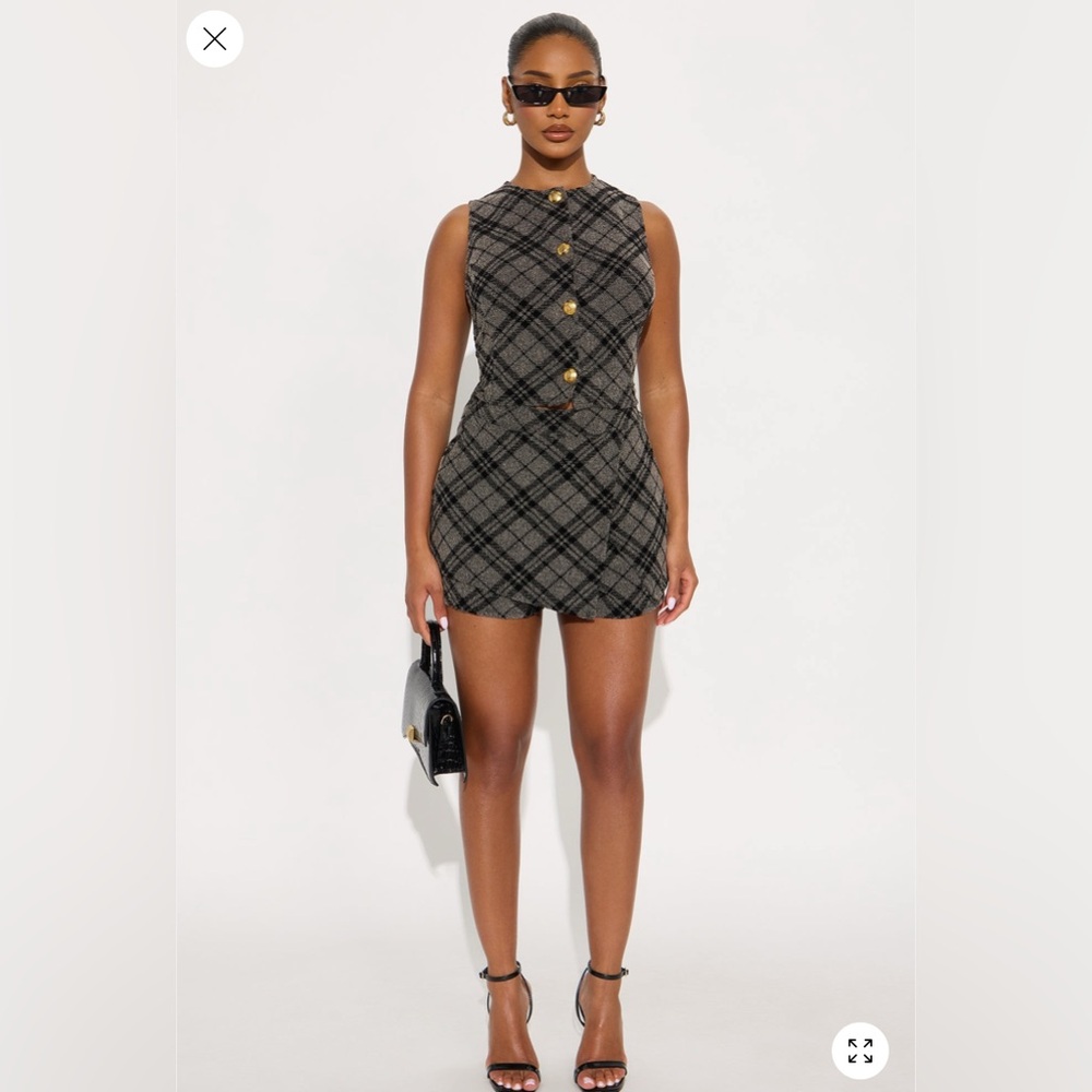 Fashion Nova Black and Gray skort set